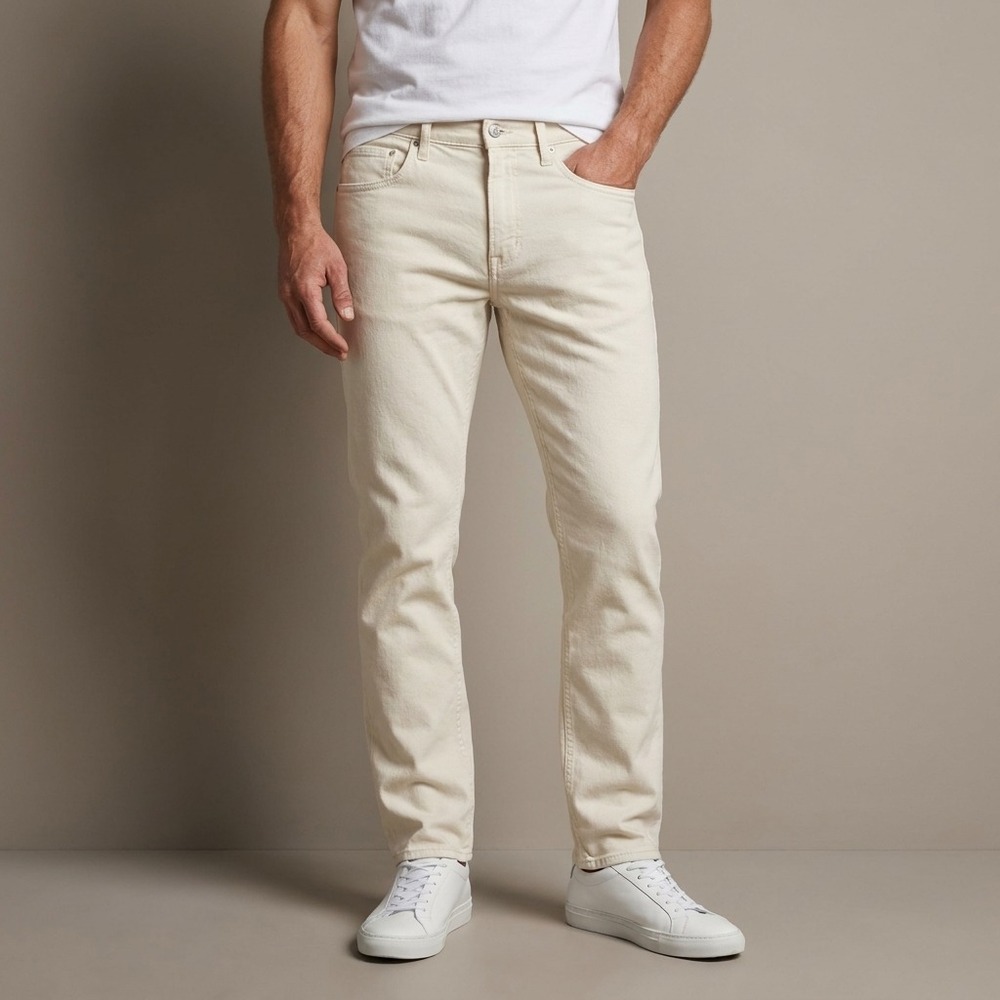 FAHERTY Mens Jeans 31x30 Off White Organic Cotton Coastal Minimalist MDS2404STN